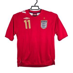 Mens Vintage Umbro Red England Football Shirt J Cole 11 Short Sleeve Size L